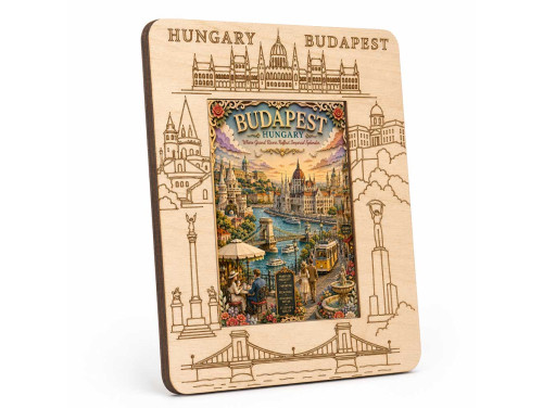 Gravírozott Fa Képkeret Budapest Képpel - Budapest Hungary Where Grand Rivers - Hungary Szuvenír
