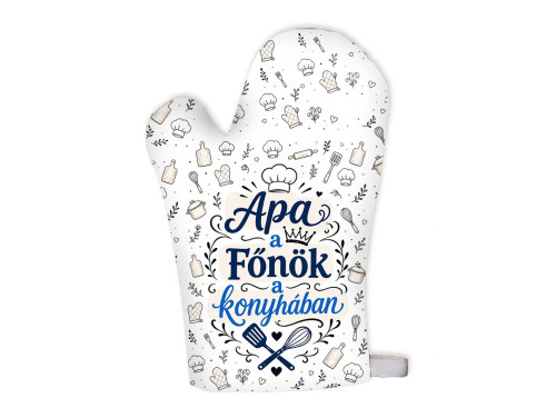 (FK071) Apa a Főnök a Konyhában Főzőkesztyű – Vicces Ajándék Apának