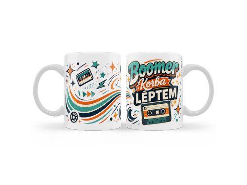 (B1483) Boomer Korba Léptem Vicces Bögre – Retró Kazettás Születésnapi Ajándék