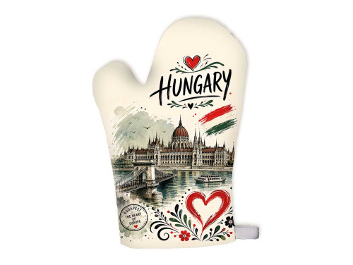 (FK084) Hungary főzőkesztyű Parlament és Lánchíd mintával – Magyar szuvenír