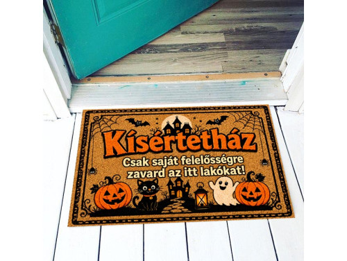 (LA214) Halloween Lábtörlő – Kísértetház, Csak Saját Felelősségre!