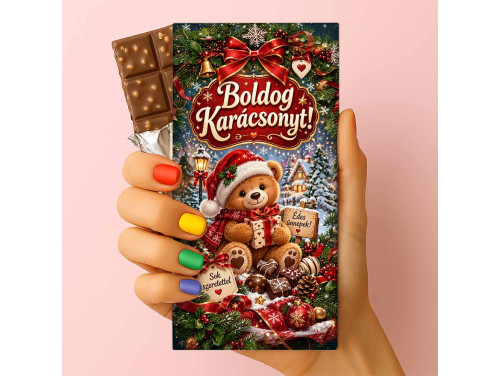 Csoda Csoki - Feliratos Csokoládé - Boldog Karácsonyt! Macis Csokoládé - Karácsonyi Csoki - Rizses Csokoládé 75 g