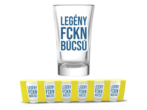 (PPS394) Legénybúcsú Felespohár Szett – 6 db Vicces „Legény FCKN Búcsú” Pálinkás Pohár